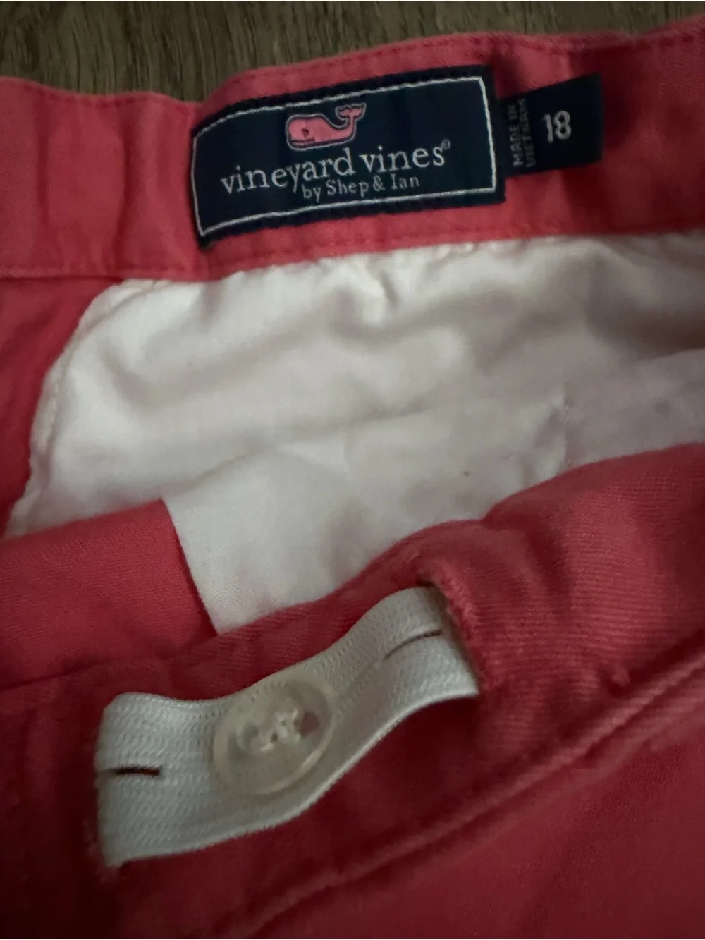 Vineyard Vines Youth Whale Embroidered Coral Shorts